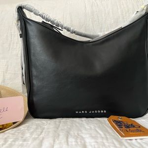 Marc Jacobs Tempo Large Black Smooth Leather Hobo Convertible Shoulder-BNWT-L